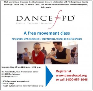 Dance for PD is bringing their program to Pittsburgh.  Yes, You Can Dance! is supporting their efforts.